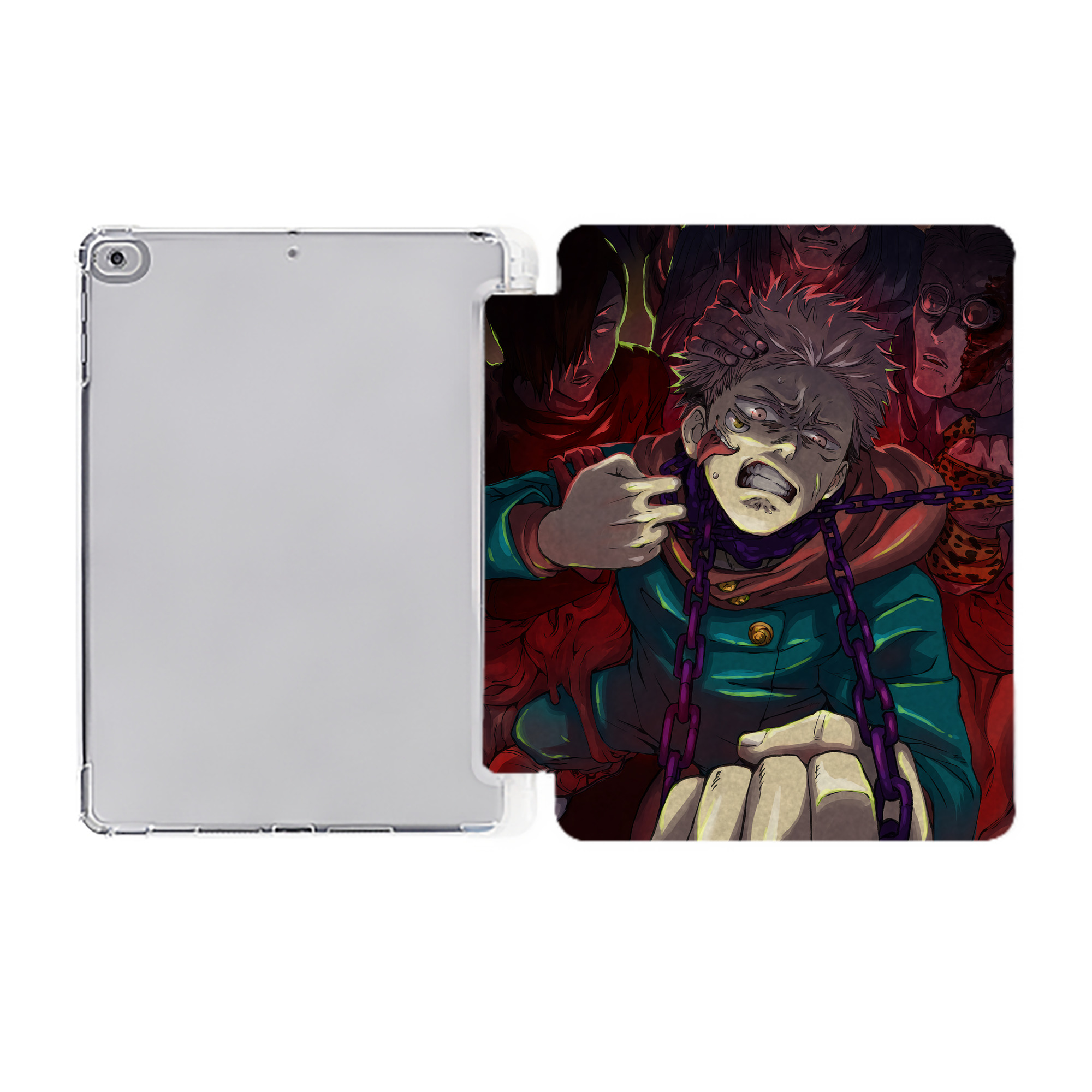 （画像用） 呪術廻戦 Jujutsu Kaisen IPad ケース ペン収納付き 三つ折りスタンド PUレザー×シリコン 対応機種9.5/10.5/10.9インチ